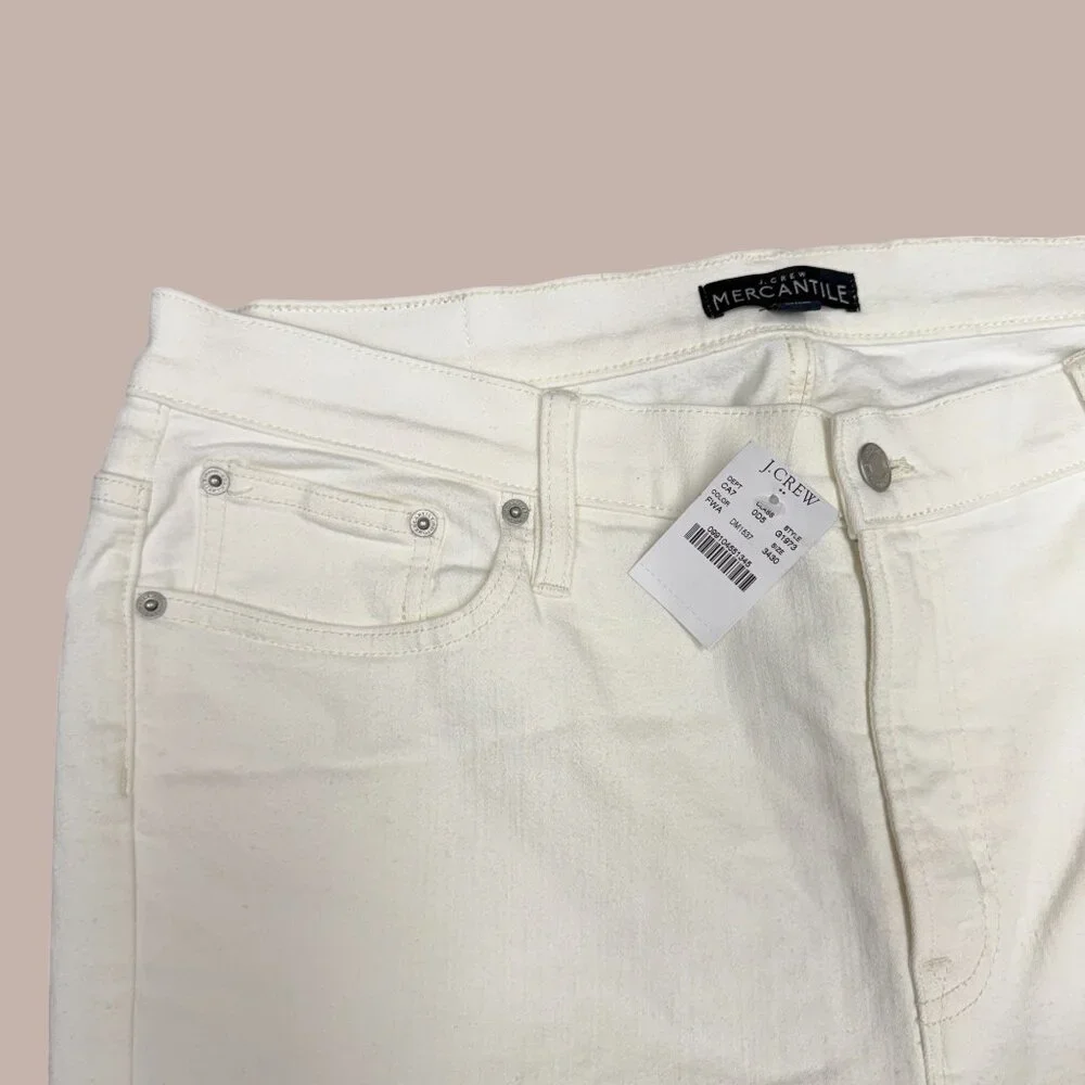 J. CREW Women’s NEW Midrise Skinny Stretch‎ Jean White Denim | Size W34 L30